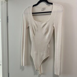 Abercrombie & Fitch Cream Ribbed Bodysuit